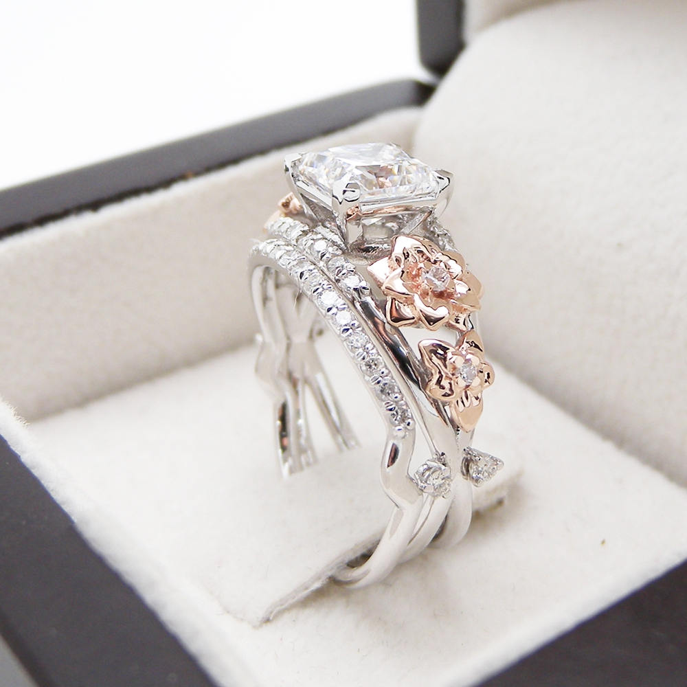 Princess Cut Engagement Rings 14K Solid Gold Princess Diamond | Etsy