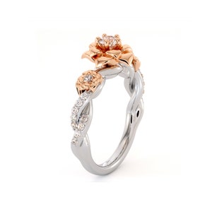 Diamant Verlobungsring 14K Weiß & Rose Gold Ring Rose Verlobungsring