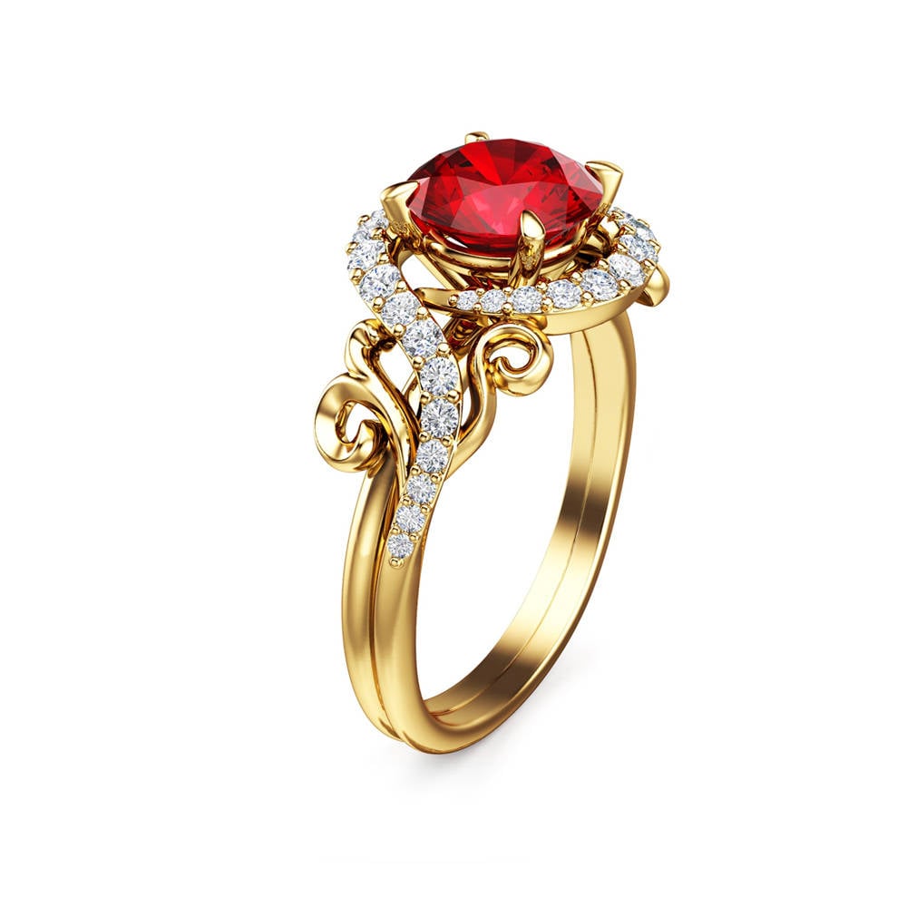 Mens Art Deco Real Ruby Gold Ring - Ruby Lane