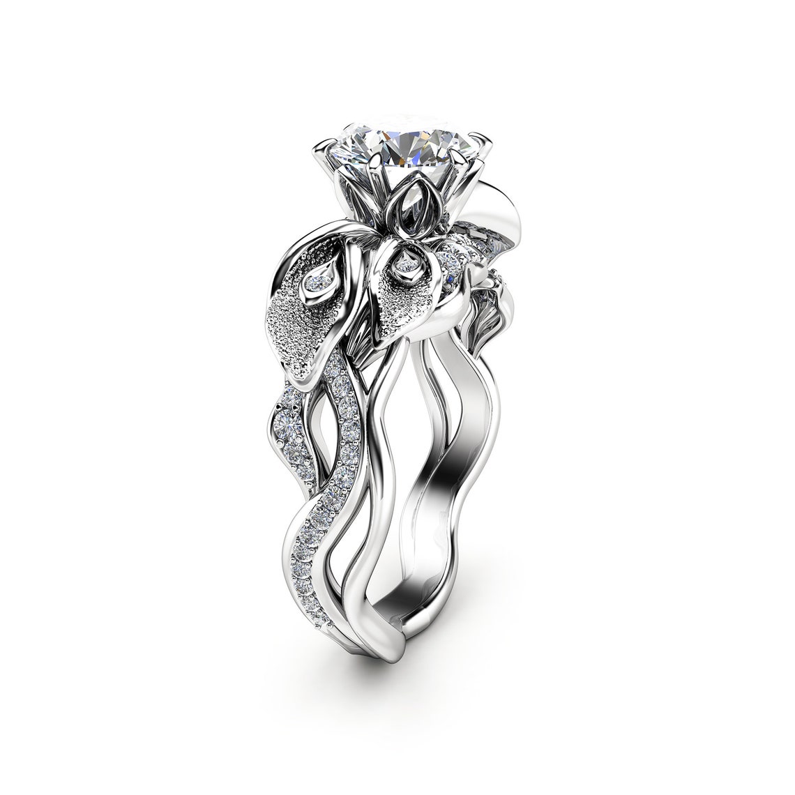 Moissanite Engagement Ring Calla Lily Engagement Ring Etsy