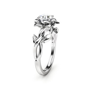 Lab Diamond Engagement Ring Flower Engagement Ring Nature Inspired Ring Solitaire Grown Diamond Ring