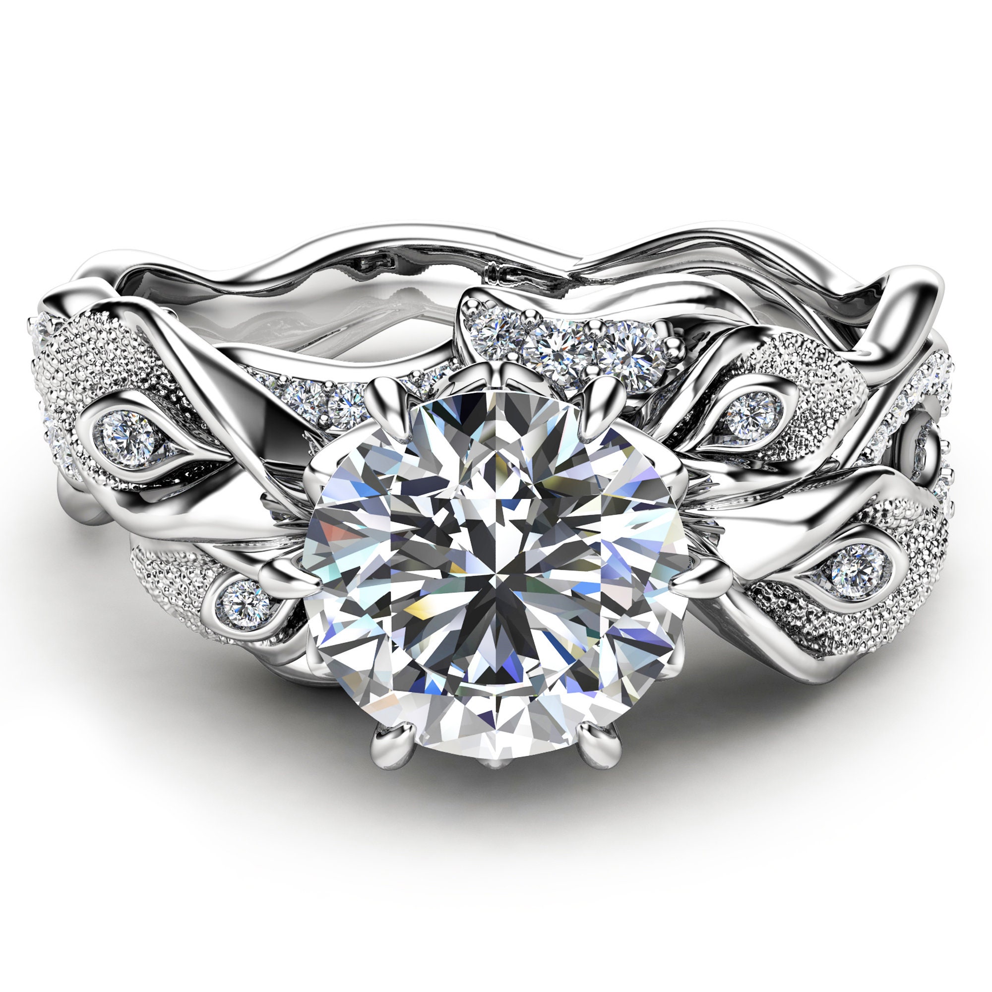 Moissanite Engagement Ring Calla Lily Engagement Ring Etsy