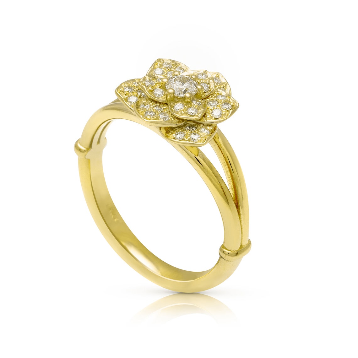 Flower Promise Ring Floral Natural Diamonds Ring 18K Gold Ring Etsy UK
