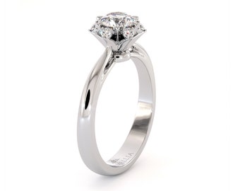 Moissanite Ring 14K White Gold Classic Engagement Ring