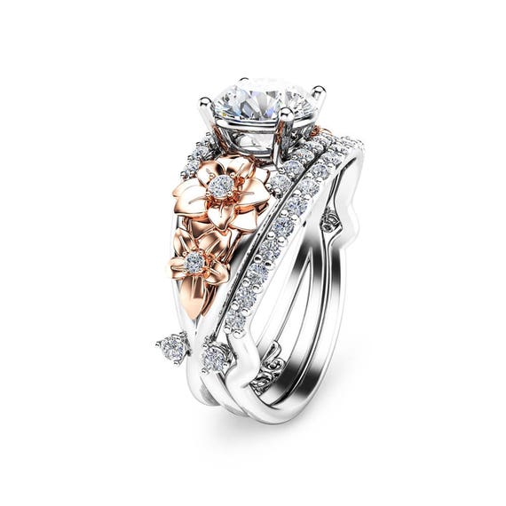 Two tone on sale bridal ring sets