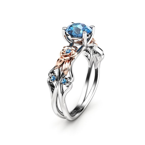 Blue diamond rose gold ring sale
