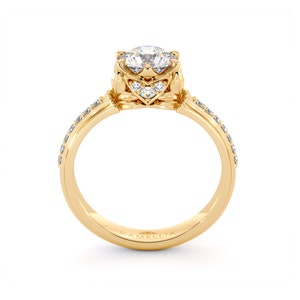 Lovely Moissanite Engagement Ring 14K Gold Natural Diamonds Classic Camellia Rings 14K Yellow Gold
