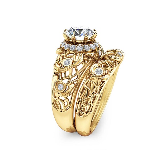 Forever Brilliant Moissanite Engagement Ring Set Unique | Etsy