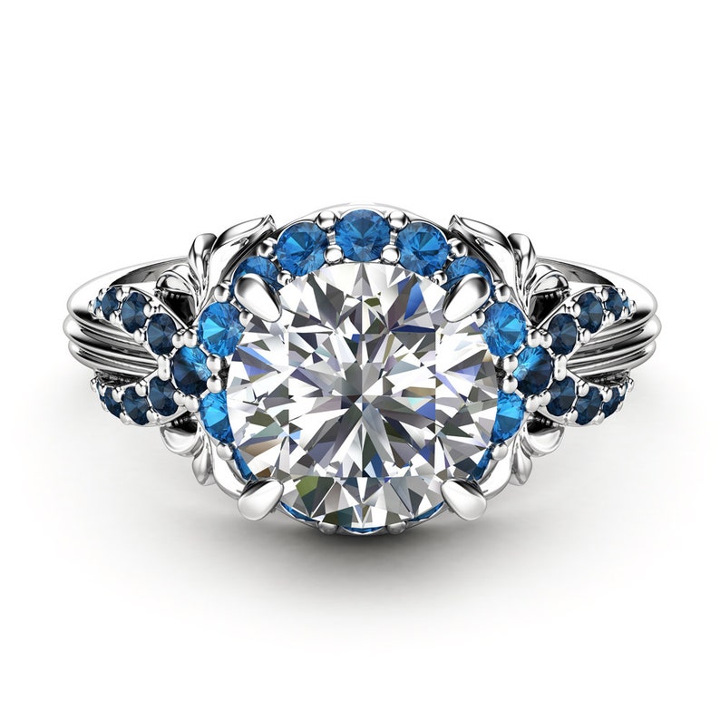 Unique Engagement Ring Laboratory Diamond Ring White Gold Ring Etsy