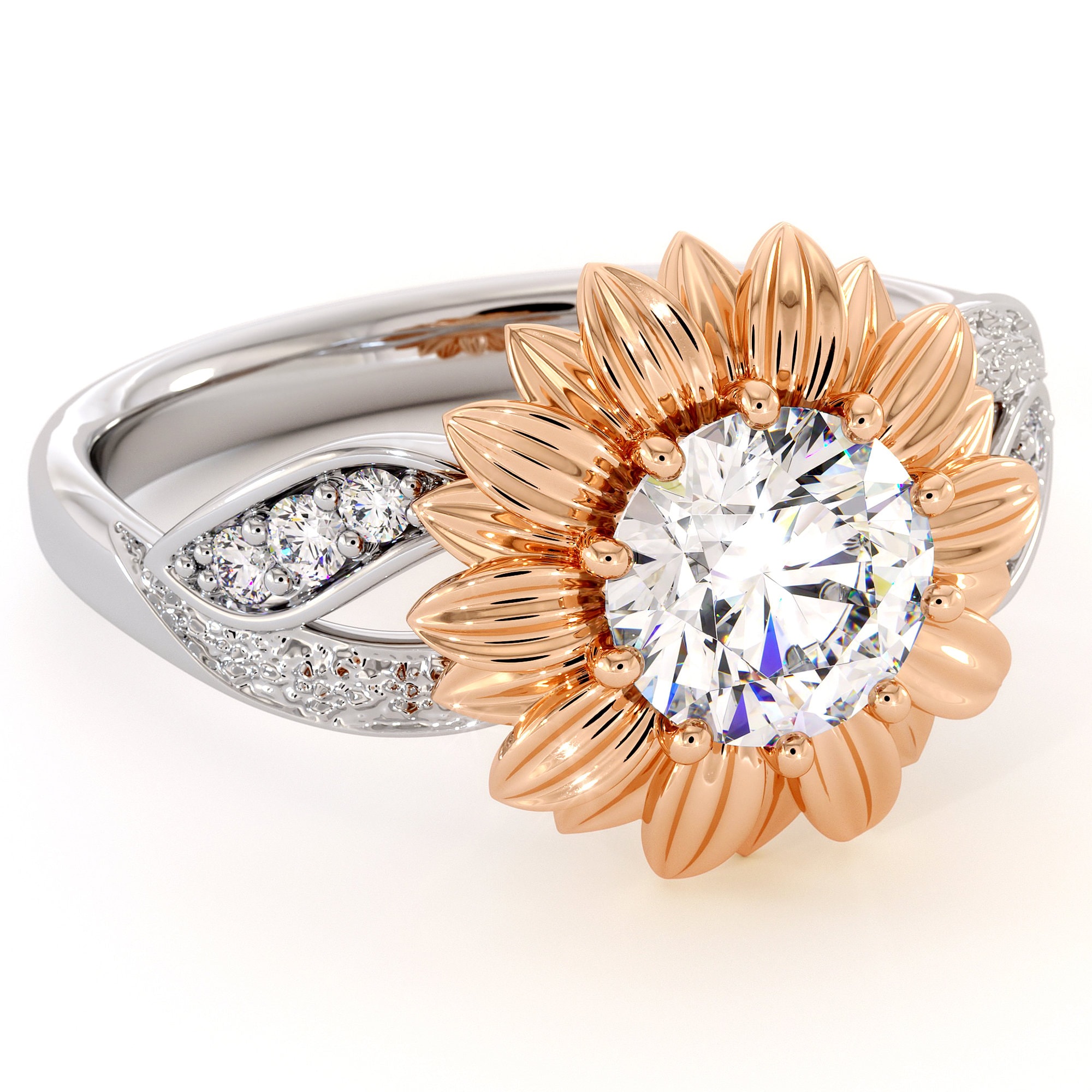 moissanite sunflower ring * 11号 Sunflower Moissanite Engagement Ring - Camellia 2025