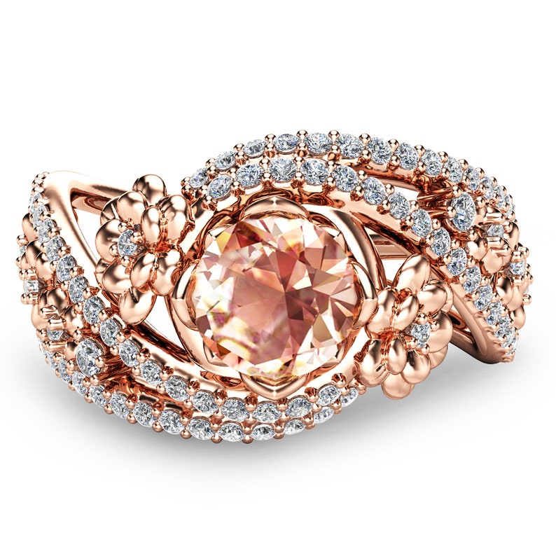 14K Rose Gold Engagement Ring Unique