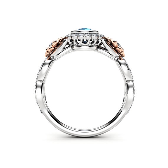 White gold blue diamond engagement ring sale