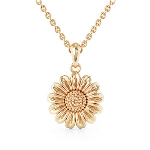Sunflower Pendant Necklace in 14K Gold – Dainty Nature-Inspired Floral Jewelry for Women