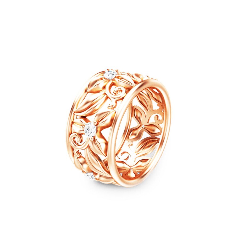 14K Rose Gold Diamond Anniversary Band Eternity Diamond Etsy