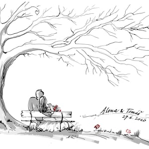 Wedding tree "Happily ever after" CUSTOMISED original illustration-fingerprint-picture