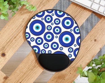 Evil Eye Mouse Pad With Wrist Rest Carpel Tunnel Pad Evil Eye Desk Pad