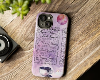 iPhone 15 Case Tough Phone Case Decorative Phone Case Moon Phase Phone Case