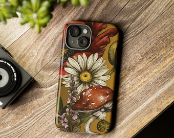 iPhone 15 Case Tough Phone Case Decorative Phone Case Daisy Phone Case Mushroom Phone Case