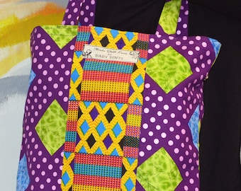 African Tote Bag, African Textile Tote Bag, Purple Tote Bag, African Shoulder Bag, Toe Bag Shopping Bag, Ladies Bag, Handmade Bag, Tote Bag