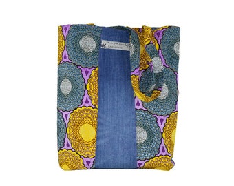 African Fabric Tote Bag, Woman's Fashion Tote Bag, African Print Shopping Bag, Reusable Handmade Bag