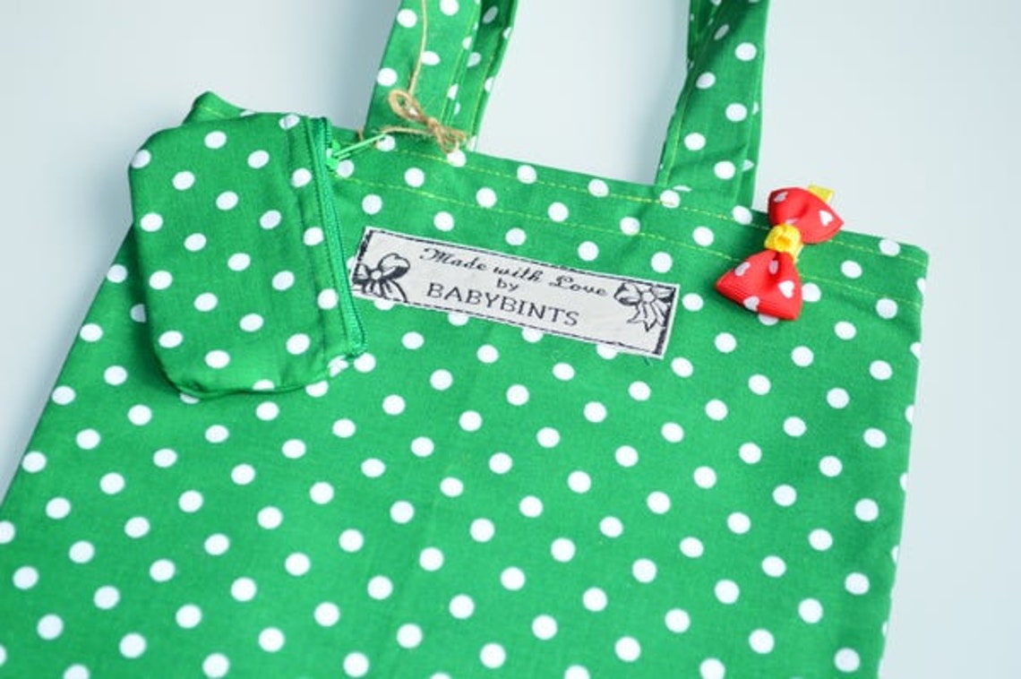 Polka Dot Green Mini Tote Bag Mini Tote Bag Purse & Bow Bag Etsy