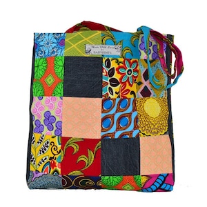 Sac fourre-tout en patchwork africain, sac fourre-tout fait main, sac cabas pour femme, patchwork africain, sac fourre-tout mode