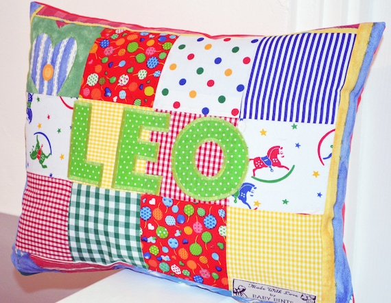 Personalised Pillow for kids, Patchwork Pillow, Handmade Pillow, Children's Cushion