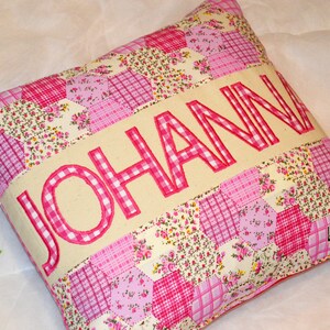 Personalised kids Cushion, Personalised Cushion for Girls, Floral Cushion, Patchwork Pillow, Gift for Girl, Baby Gift, Birthday Gift, Baby image 9