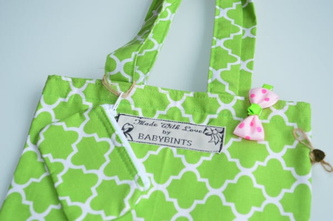 Retro Geometric Mini Tote Bag, Mini Tote Bag, Children's Book Bag