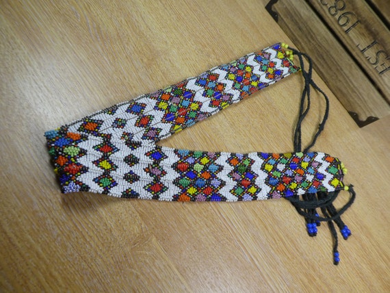 Gorgeous Vintage Woven Beaded Micro Bead Belt, Hippy  display picture 3