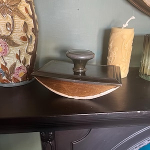 vintage metal and wood ink blotter