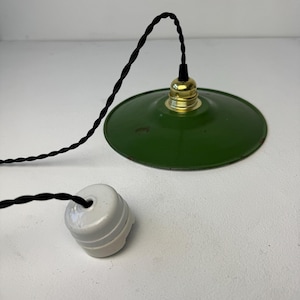 Old industrial pendant lamp enamelled sheet metal 24 cm Old French Lamp