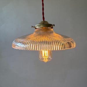 VINTAGE PRISMATIC GLASS SUSPENSION Old French Lamp