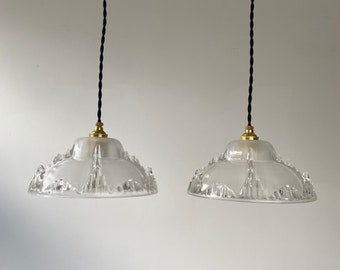Pair of old Art-Deco PENDANTS EZAN VINTAGE Old French Lamp