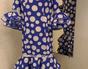 Blue and white flamenco dress size 38