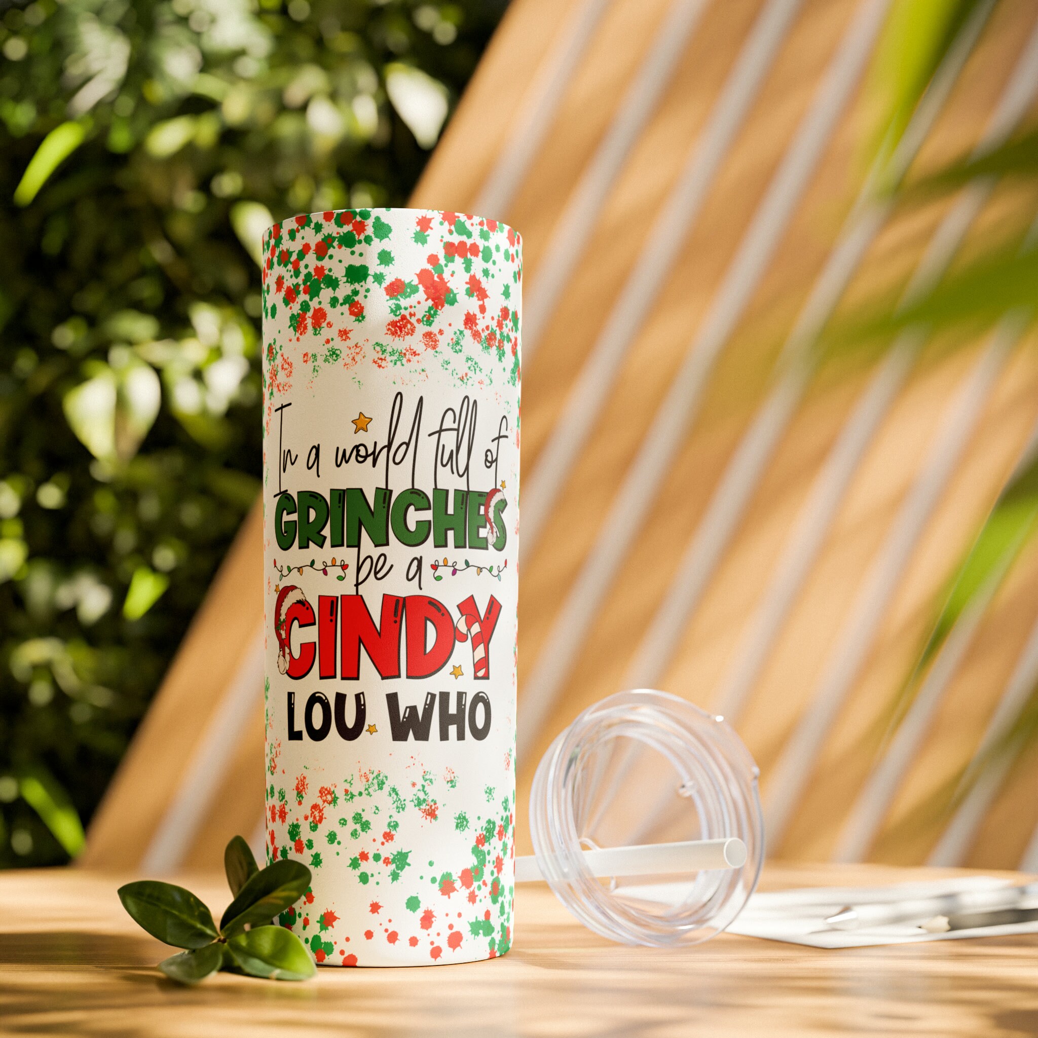 Grinch I'm Booked: 20oz Straight Tumbler w/ straw and Lid – Snowy