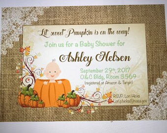 Lil pumpkin baby shower invitation