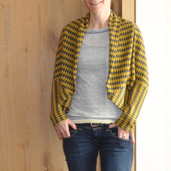 Schnittmuster (Papierschnittmuster)  Damen Cardigan (34 - 48) , Jacke, Nähanleitung und Schnittmuster