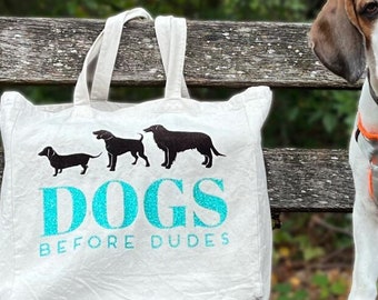 Bügelbild "Dogs before Dudes", Flockfolie oder Flexfolie in Wunschfarbe, zum Aufbügeln auf Textilien mit hohem Baumwollgehalt