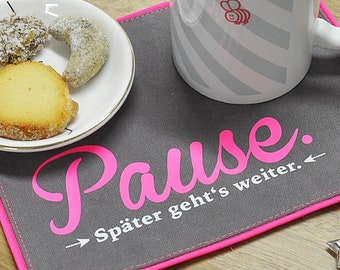 Bügelbild 'Pause', Flockfolie oder Flexfolie in Wunschfarbe, zum Aufbügeln auf Textilien mit hohem Baumwollgehalt