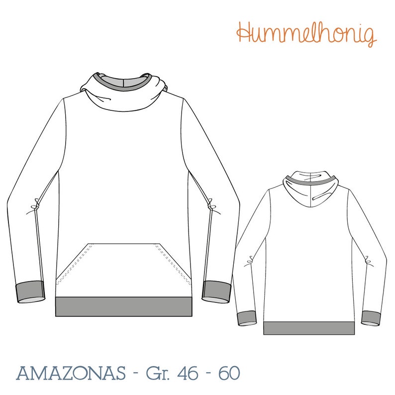 Schnittmuster Ebook Herren Hoodie Gr. 46 60, S bis XXL Herren , Nähanleitung und Schnittmuster in DinA4 und DinA0 Bild 10