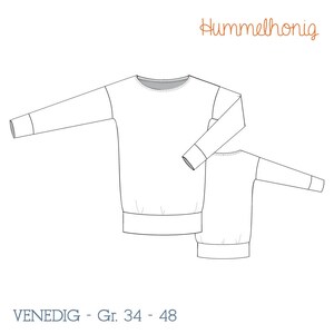 Schnittmuster Ebook Longsleeve Gr. 34 48 Damen, Shirt, Nähanleitung und Schnittmuster in DinA4 und DinA0, PDF image 2