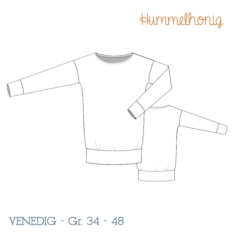 Schnittmuster Ebook Longsleeve Gr. 34 48 Damen, Shirt, Nähanleitung und Schnittmuster in DinA4 und DinA0, PDF image 2