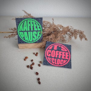 Bügelbild Coffee o'clock, Flockfolie oder Flexfolie in Wunschfarbe, Aufbügeln auf Textilien mit hohem Baumwollgehalt image 4