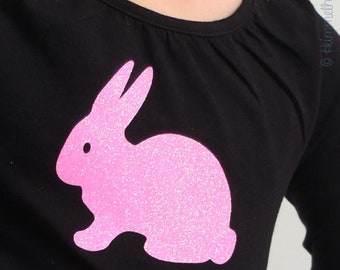 Bügelbild Hase, Kaninchen, Flockfolie, Flexfolie oder Glitzerfolie in Wunschfarbe, zum Aufbügeln auf Textilien mit hohem Baumwollgehalt