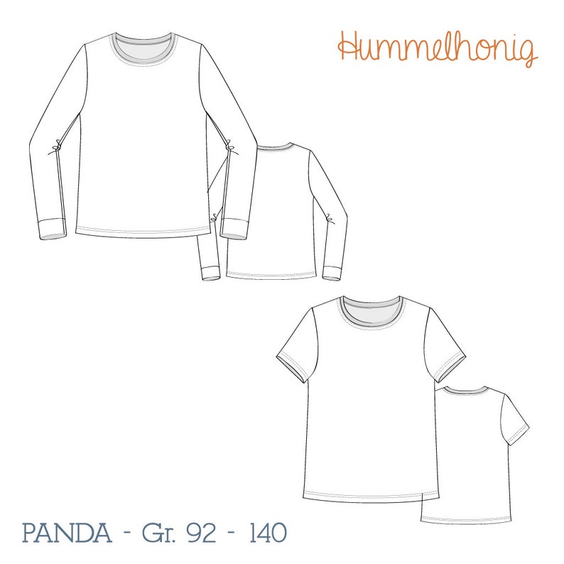 Schnittmuster Ebook Longsleeve Gr. 92-140 Kinder, T-Shirt, Schnittmuster und Nähanleitung in DinA4 und Schnittbogen Bild 7