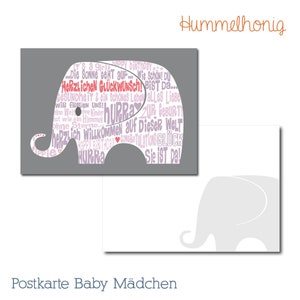 Postkarte Baby Mädchen, Geburt, Glückwünsche, Karte, Grußkarte, Glückwunschkarte Bild 2