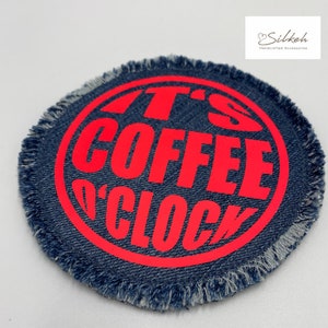 Bügelbild Coffee o'clock, Flockfolie oder Flexfolie in Wunschfarbe, Aufbügeln auf Textilien mit hohem Baumwollgehalt image 3