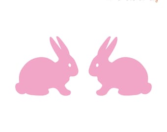 Bügelbild 2 Hasen, Kaninchen, Flockfolie, Flexfolie oder Glitzerfolie in Wunschfarbe, zum Aufbügeln auf Textilien mit hohem Baumwollgehalt