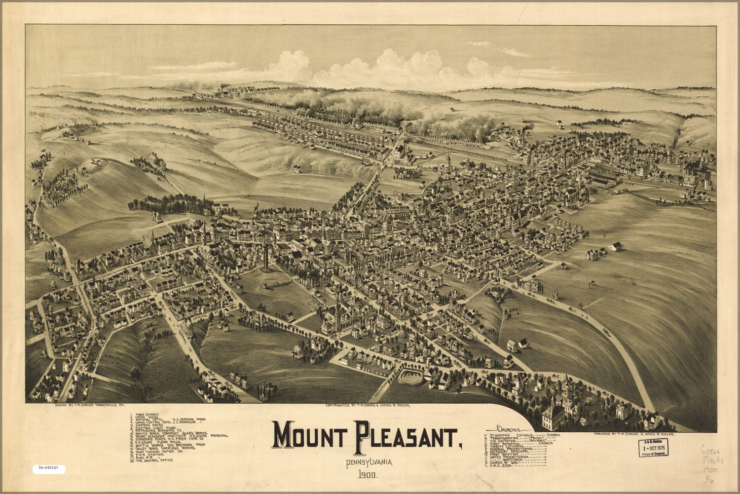 24x36 Poster Map Of Mount Pleasant Pennsylvania 1900  Etsy